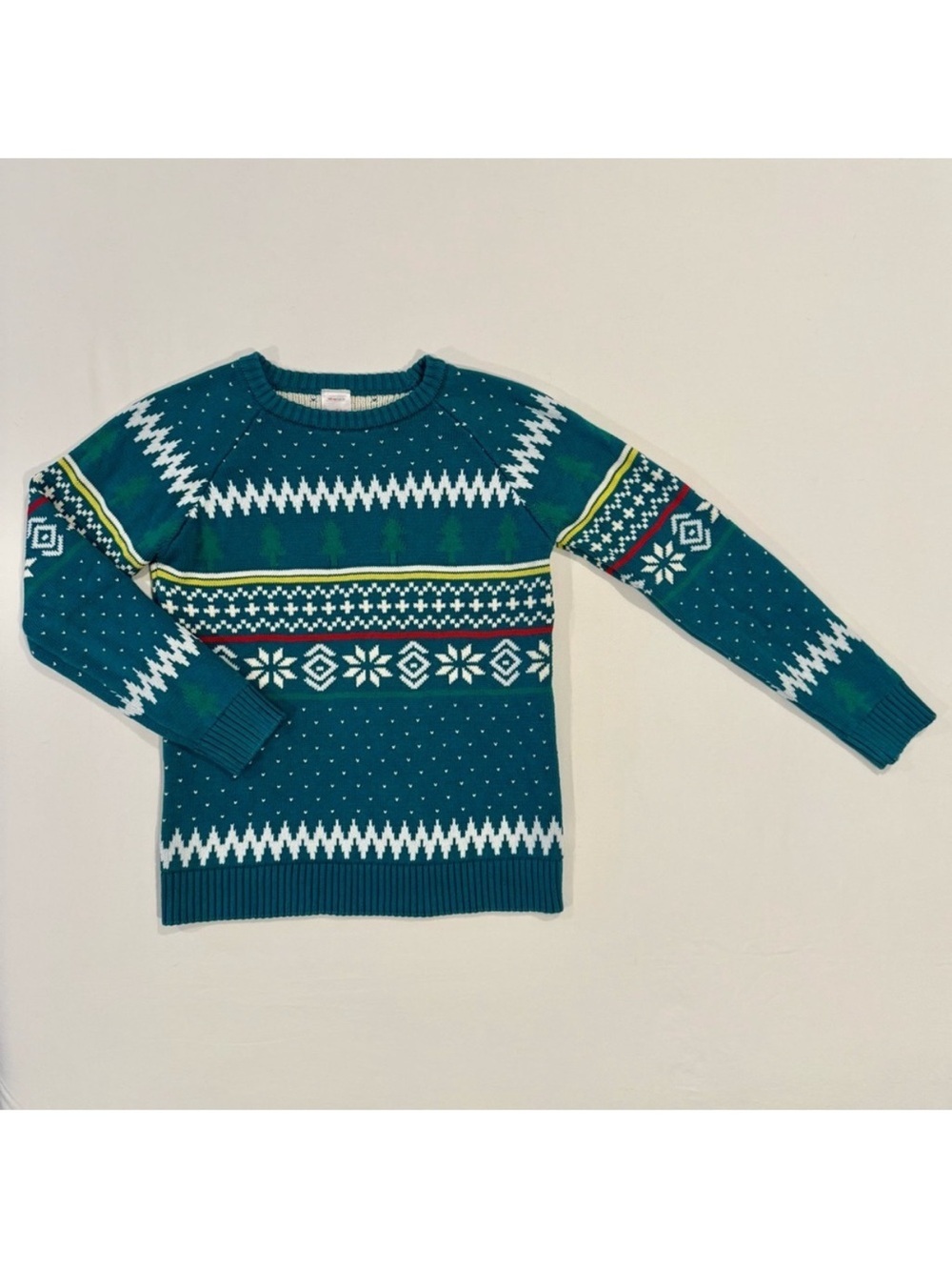 Hanna Andersson Fair Isle Sweater Boys 10 Girls Christmas Cotton Green Trees